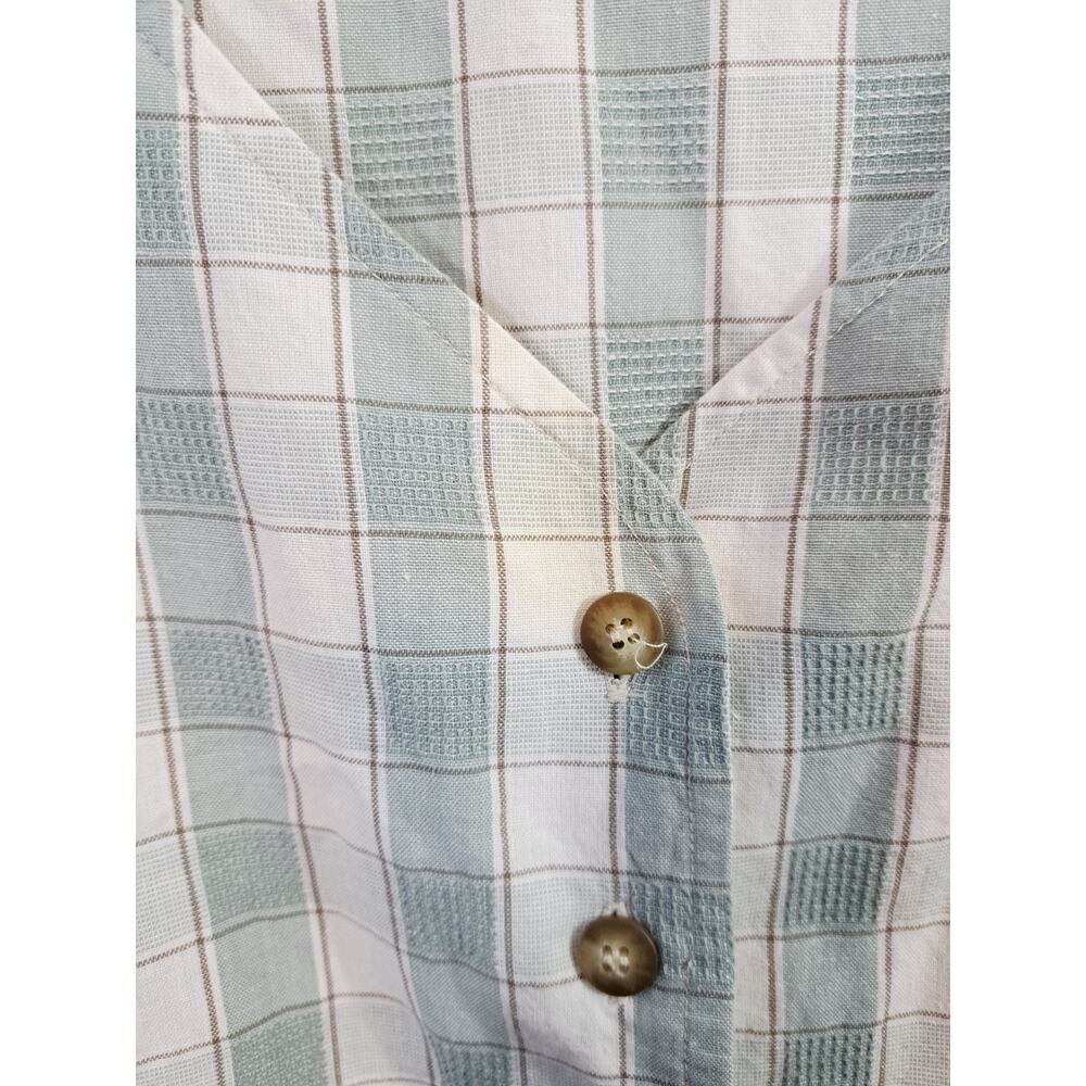Rafaella Women's Cream And Sage Plaid Button-up Vest In Size Large - Picture 3 of 5